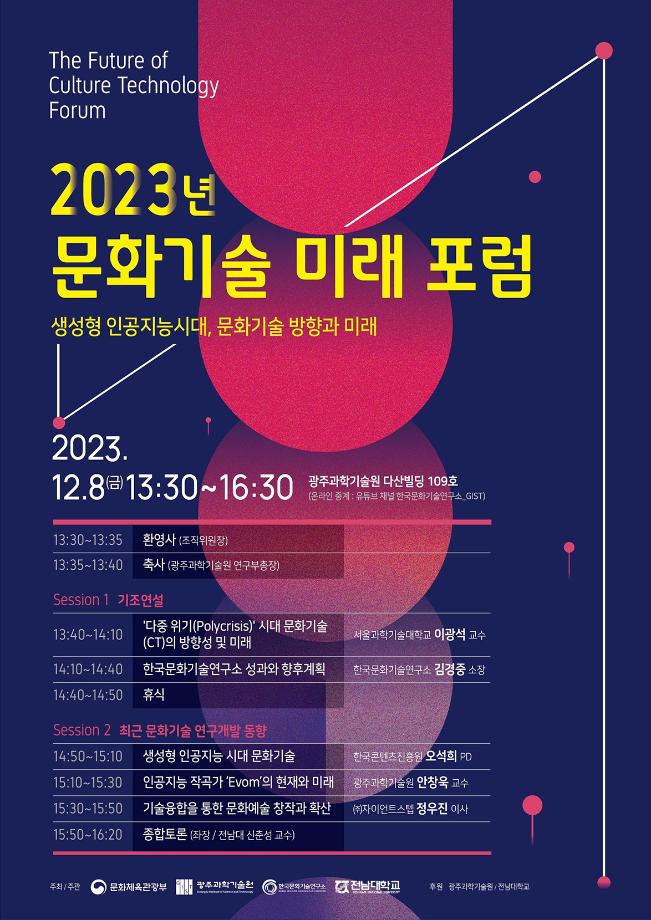 2023년 문화기술 미래 포럼(2023.12.08(금) 13:30~16:30)