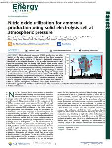 Nitric oxide utilization for ammonia production using solid electrolysis cell at atmospheric pressure