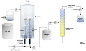 A bioreactor equiped with hollow fiber membrane module for gas supply and permeate collection and a process of operating the same