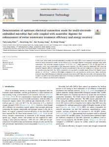 150. Determination of optimum electrical connection mode for multi-electrode-embedded microbial fuel cells coupled with anaerobic digester for enhancement of swine wastewater treatment efficiency and energy recovery